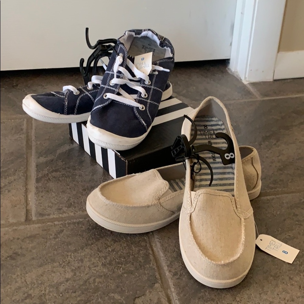 NWT - 2 Pairs Women's Time and Tru Shoes Size 8